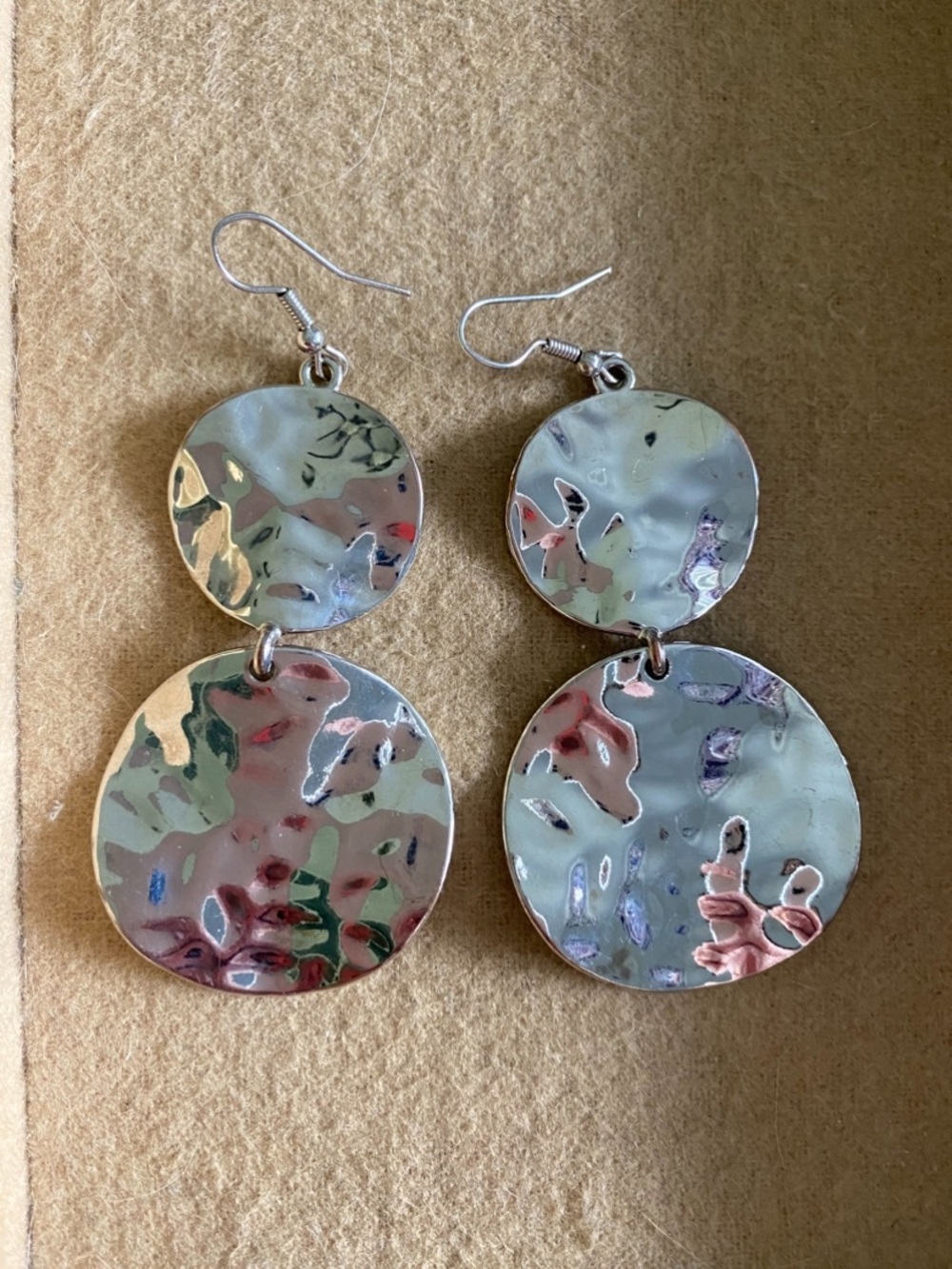 Silver Double Disc Drop Earrings - Women Jewelry